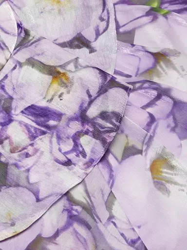 Badgley Mischka Women's Floral Ruffle One-Shoulder Gown - Lilac Multi | Thumbnail 7 Badgley Mischka Women's Floral Ruffle One-Shoulder Gown - Lilac Multi | Thumbnail 7