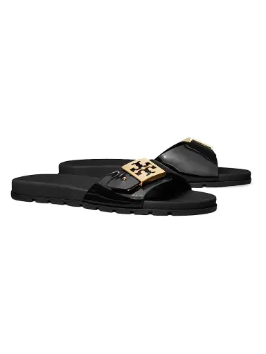 Tory Burch Women's Buckle Slides - Perfect Black Gold - Size 8 Sandals | Thumbnail 2 Tory Burch Women's Buckle Slides - Perfect Black Gold - Size 8 Sandals | Thumbnail 2
