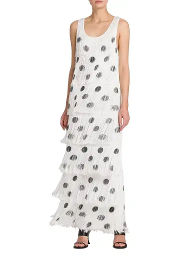 MOSCHINO Women's Polka Dot Fringe Maxi Dress - Multi White | Thumbnail 2 MOSCHINO Women's Polka Dot Fringe Maxi Dress - Multi White | Thumbnail 2