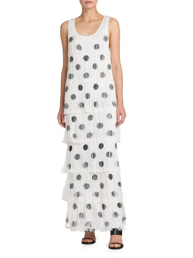 MOSCHINO Women's Polka Dot Fringe Maxi Dress - Multi White | Thumbnail 3 MOSCHINO Women's Polka Dot Fringe Maxi Dress - Multi White | Thumbnail 3