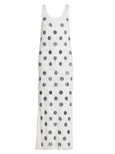 MOSCHINO Women's Polka Dot Fringe Maxi Dress - Multi White | Thumbnail 1 MOSCHINO Women's Polka Dot Fringe Maxi Dress - Multi White | Thumbnail 1