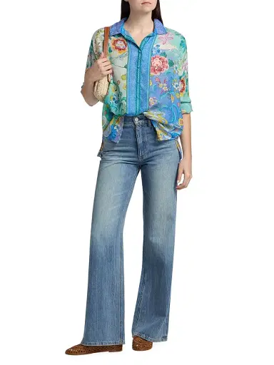 Johnny Was Women's Audrey Printed Silk Shirt - Altair Scarf | Thumbnail 2 Johnny Was Women's Audrey Printed Silk Shirt - Altair Scarf | Thumbnail 2