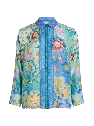 Johnny Was Women's Audrey Printed Silk Shirt - Altair Scarf | Thumbnail 1 Johnny Was Women's Audrey Printed Silk Shirt - Altair Scarf | Thumbnail 1