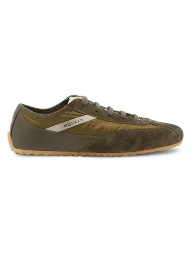 Alexander McQueen Men's Boxe Suede & Nylon Low-Top Sneakers - Green Olive - Size 13 | Thumbnail 1 Alexander McQueen Men's Boxe Suede & Nylon Low-Top Sneakers - Green Olive - Size 13 | Thumbnail 1