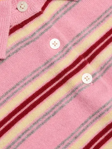 Guest in Residence Women's Collegiate-Striped Cashmere Polo Shirt - Sprinkle Combo | Thumbnail 7 Guest in Residence Women's Collegiate-Striped Cashmere Polo Shirt - Sprinkle Combo | Thumbnail 7