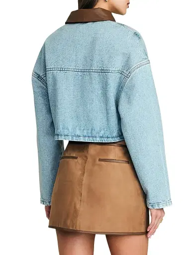 SEROYA Women's Coop Leather-Trimmed Denim Jacket - Coastline | Thumbnail 6 SEROYA Women's Coop Leather-Trimmed Denim Jacket - Coastline | Thumbnail 6