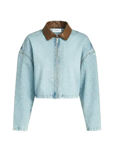 SEROYA Women's Coop Leather-Trimmed Denim Jacket - Coastline | Thumbnail 1 SEROYA Women's Coop Leather-Trimmed Denim Jacket - Coastline | Thumbnail 1