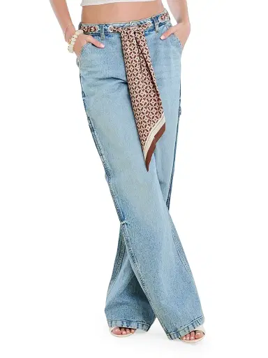SEROYA Women's Bond Sash Belt Baggy Jeans - Coastline | Thumbnail 3 SEROYA Women's Bond Sash Belt Baggy Jeans - Coastline | Thumbnail 3
