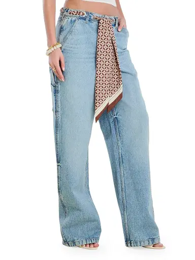 SEROYA Women's Bond Sash Belt Baggy Jeans - Coastline | Thumbnail 4 SEROYA Women's Bond Sash Belt Baggy Jeans - Coastline | Thumbnail 4