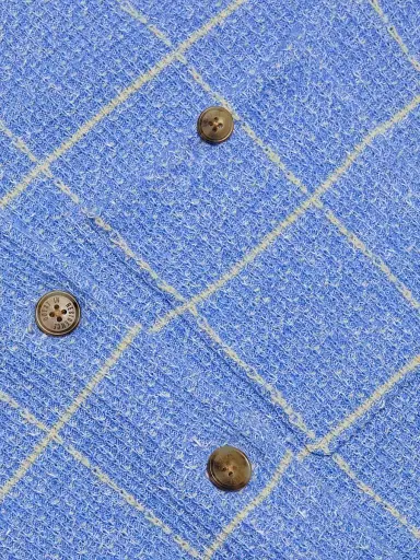Guest in Residence Women's Windowpane Check Cashmere-Linen Shirt - Delft Blue Butter | Thumbnail 7 Guest in Residence Women's Windowpane Check Cashmere-Linen Shirt - Delft Blue Butter | Thumbnail 7
