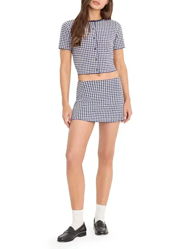 GOOD AMERICAN Women's The Keepsake Gingham Skort - Navy Gingham - Size XL | Thumbnail 2 GOOD AMERICAN Women's The Keepsake Gingham Skort - Navy Gingham - Size XL | Thumbnail 2