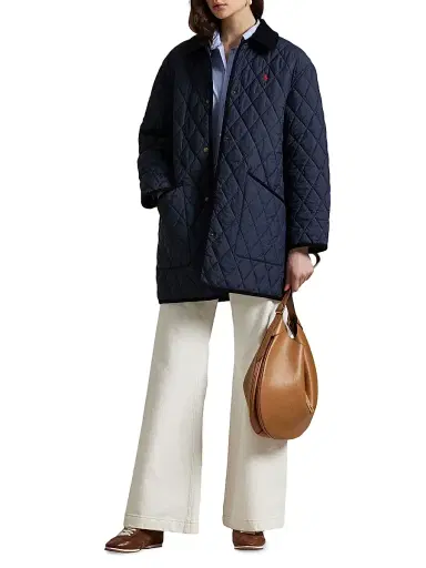 Polo Ralph Lauren Women's Oversized Quilted Barn Jacket - Navy | Thumbnail 2 Polo Ralph Lauren Women's Oversized Quilted Barn Jacket - Navy | Thumbnail 2