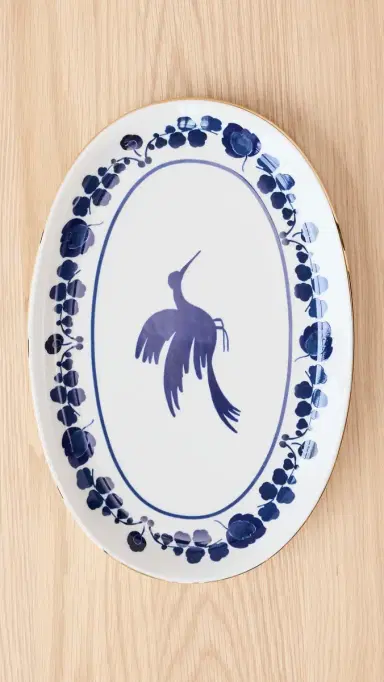 La DoubleJ Oval Platter Wildbird Blu One Size | Thumbnail 2 La DoubleJ Oval Platter Wildbird Blu One Size | Thumbnail 2