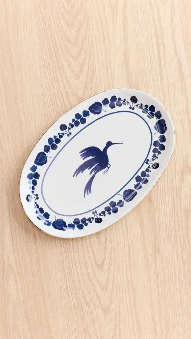 La DoubleJ Oval Platter Wildbird Blu One Size | Thumbnail 3 La DoubleJ Oval Platter Wildbird Blu One Size | Thumbnail 3