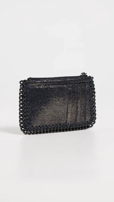 Stella McCartney Falabella Shiny Zip Card Holder Dark Navy One Size | Thumbnail 4 Stella McCartney Falabella Shiny Zip Card Holder Dark Navy One Size | Thumbnail 4