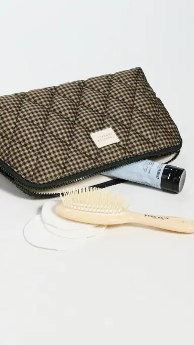 Loeffler Randall Frances Cosmetic Pouch Brown/Black Check One Size | Thumbnail 5 Loeffler Randall Frances Cosmetic Pouch Brown/Black Check One Size | Thumbnail 5