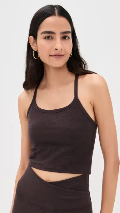 Beyond Yoga pacedye lim Racerback Cropped Tank Dark Chocolate Heather | Thumbnail 2 Beyond Yoga pacedye lim Racerback Cropped Tank Dark Chocolate Heather | Thumbnail 2
