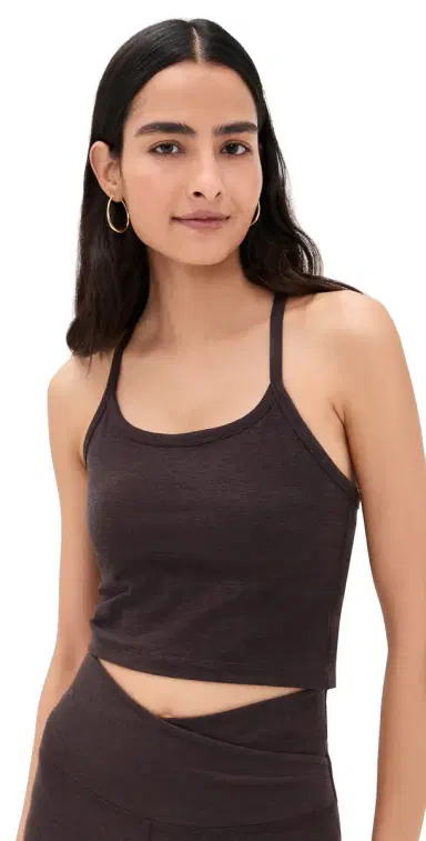 Beyond Yoga pacedye lim Racerback Cropped Tank Dark Chocolate Heather | Thumbnail 1 Beyond Yoga pacedye lim Racerback Cropped Tank Dark Chocolate Heather | Thumbnail 1