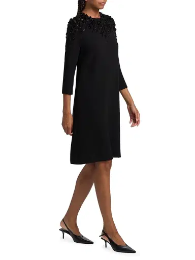 Teri Jon by Rickie Freeman Women's Floral Beaded Appliqué Crepe Cocktail Dress - Black - Size 14 | Thumbnail 2 Teri Jon by Rickie Freeman Women's Floral Beaded Appliqué Crepe Cocktail Dress - Black - Size 14 | Thumbnail 2