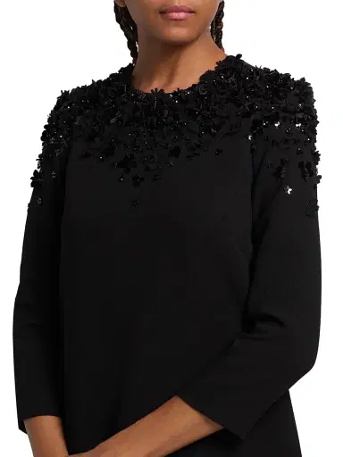 Teri Jon by Rickie Freeman Women's Floral Beaded Appliqué Crepe Cocktail Dress - Black - Size 14 | Thumbnail 6 Teri Jon by Rickie Freeman Women's Floral Beaded Appliqué Crepe Cocktail Dress - Black - Size 14 | Thumbnail 6