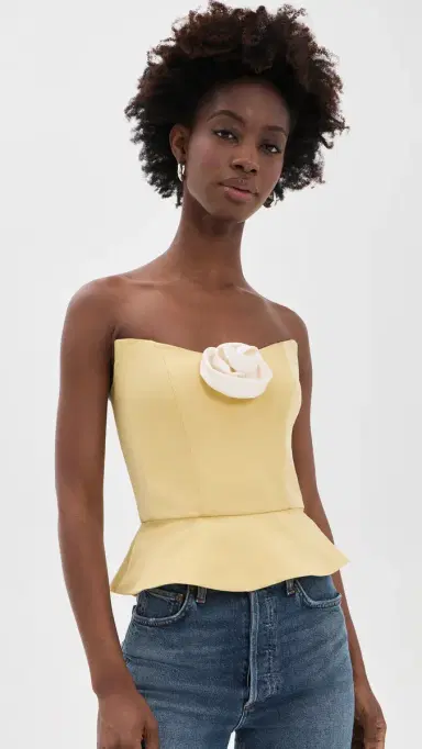 Damaris Bailey Delicias Strapless Top Butter Yellow with White Rose | Thumbnail 2 Damaris Bailey Delicias Strapless Top Butter Yellow with White Rose | Thumbnail 2