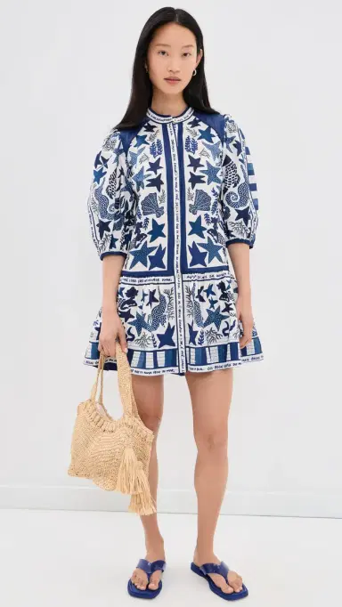FARM Rio Blue Patterned ini Dress Blue Stars | Thumbnail 5 FARM Rio Blue Patterned ini Dress Blue Stars | Thumbnail 5