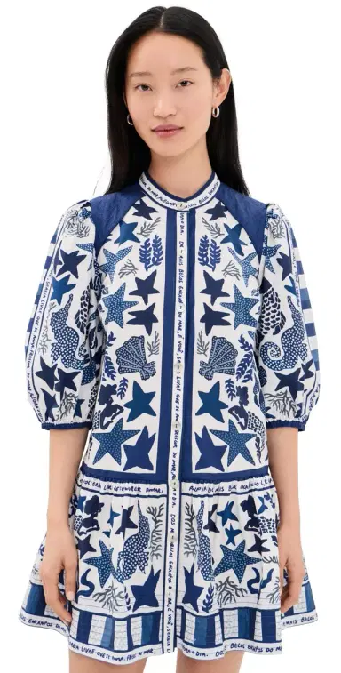 FARM Rio Blue Patterned ini Dress Blue Stars | Thumbnail 1 FARM Rio Blue Patterned ini Dress Blue Stars | Thumbnail 1