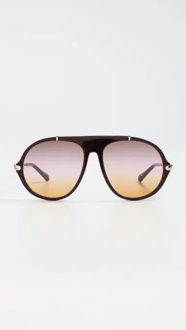 Chloé Aly Aviator Sunglasses Burgundy/Gold/Pink One Size | Thumbnail 2 Chloé Aly Aviator Sunglasses Burgundy/Gold/Pink One Size | Thumbnail 2