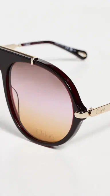 Chloé Aly Aviator Sunglasses Burgundy/Gold/Pink One Size | Thumbnail 5 Chloé Aly Aviator Sunglasses Burgundy/Gold/Pink One Size | Thumbnail 5