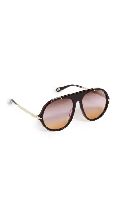 Chloé Aly Aviator Sunglasses Burgundy/Gold/Pink One Size | Thumbnail 6 Chloé Aly Aviator Sunglasses Burgundy/Gold/Pink One Size | Thumbnail 6