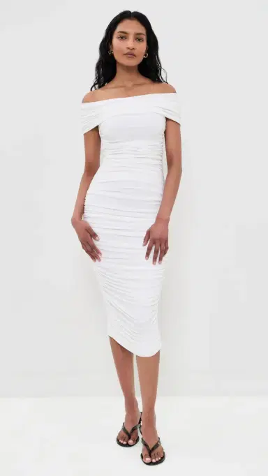 Norma Kamali Sleeveless Cowl Neck ide hirred Dress now White | Thumbnail 2 Norma Kamali Sleeveless Cowl Neck ide hirred Dress now White | Thumbnail 2