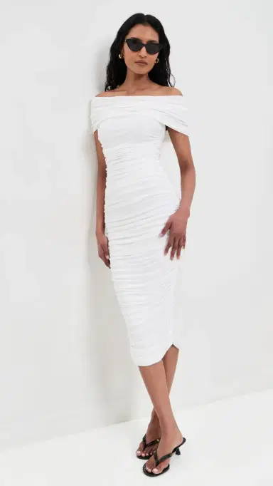 Norma Kamali Sleeveless Cowl Neck ide hirred Dress now White | Thumbnail 5 Norma Kamali Sleeveless Cowl Neck ide hirred Dress now White | Thumbnail 5