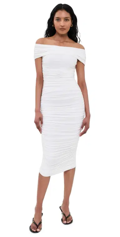 Norma Kamali Sleeveless Cowl Neck ide hirred Dress now White | Thumbnail 1 Norma Kamali Sleeveless Cowl Neck ide hirred Dress now White | Thumbnail 1