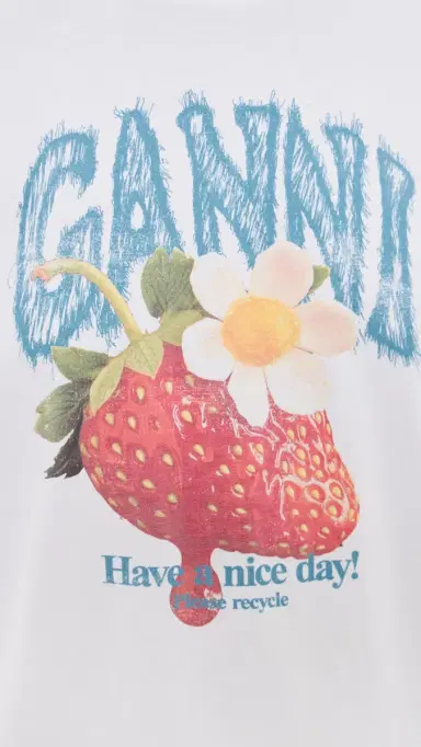 GANNI Basic Cotton Jersey trawberry Print Tee Bright White | Thumbnail 6 GANNI Basic Cotton Jersey trawberry Print Tee Bright White | Thumbnail 6