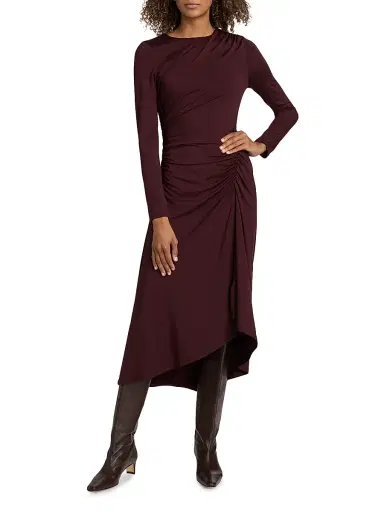 Veronica Beard Women's Theodora Jersey Ruched Midi-Dress - Raisin - Size Medium | Thumbnail 2 Veronica Beard Women's Theodora Jersey Ruched Midi-Dress - Raisin - Size Medium | Thumbnail 2