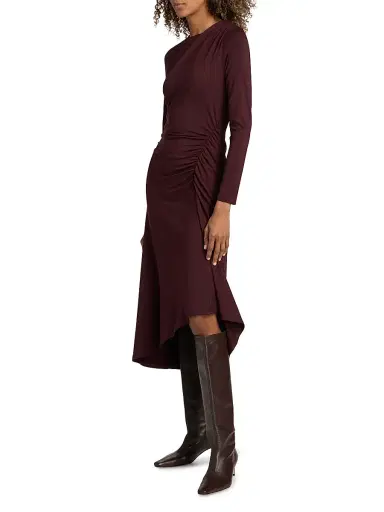 Veronica Beard Women's Theodora Jersey Ruched Midi-Dress - Raisin - Size Medium | Thumbnail 4 Veronica Beard Women's Theodora Jersey Ruched Midi-Dress - Raisin - Size Medium | Thumbnail 4