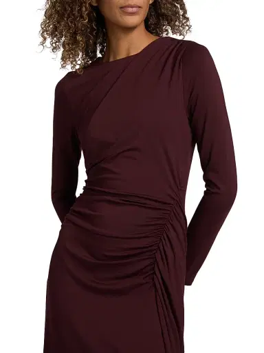 Veronica Beard Women's Theodora Jersey Ruched Midi-Dress - Raisin - Size Medium | Thumbnail 6 Veronica Beard Women's Theodora Jersey Ruched Midi-Dress - Raisin - Size Medium | Thumbnail 6