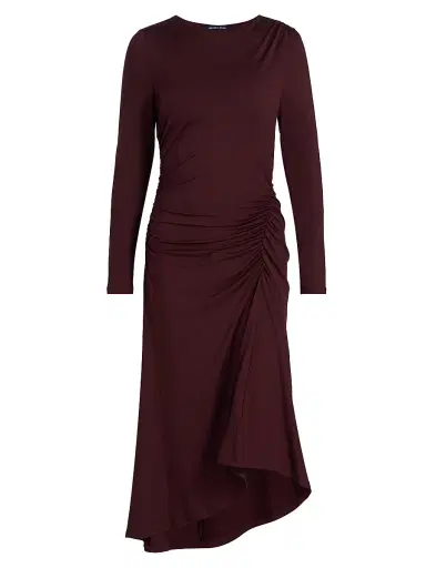 Veronica Beard Women's Theodora Jersey Ruched Midi-Dress - Raisin - Size Medium | Thumbnail 1 Veronica Beard Women's Theodora Jersey Ruched Midi-Dress - Raisin - Size Medium | Thumbnail 1