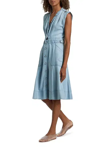 DEREK LAM 10 CROSBY Women's Penelope Denim Button-Front Midi-Dress | Thumbnail 2 DEREK LAM 10 CROSBY Women's Penelope Denim Button-Front Midi-Dress | Thumbnail 2