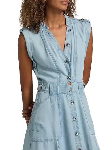 DEREK LAM 10 CROSBY Women's Penelope Denim Button-Front Midi-Dress | Thumbnail 6 DEREK LAM 10 CROSBY Women's Penelope Denim Button-Front Midi-Dress | Thumbnail 6
