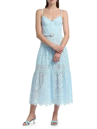 Generation Love Women's Zuria Cotton Eyelet Maxi Dress - Opal | Thumbnail 3 Generation Love Women's Zuria Cotton Eyelet Maxi Dress - Opal | Thumbnail 3