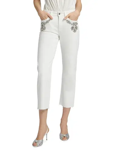 Generation Love Women's Carolyn Crystal-Embellished Crop Jeans - White | Thumbnail 3 Generation Love Women's Carolyn Crystal-Embellished Crop Jeans - White | Thumbnail 3