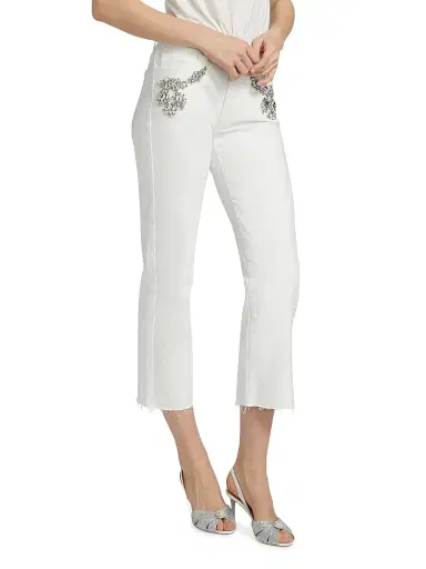 Generation Love Women's Carolyn Crystal-Embellished Crop Jeans - White | Thumbnail 4 Generation Love Women's Carolyn Crystal-Embellished Crop Jeans - White | Thumbnail 4