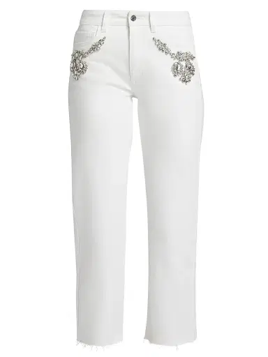 Generation Love Women's Carolyn Crystal-Embellished Crop Jeans - White | Thumbnail 1 Generation Love Women's Carolyn Crystal-Embellished Crop Jeans - White | Thumbnail 1