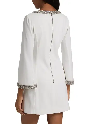 ALICE + OLIVIA Women's Mailynn Embellished-Trim Bell-Sleeve Minidress - Off White Crystal | Thumbnail 5 ALICE + OLIVIA Women's Mailynn Embellished-Trim Bell-Sleeve Minidress - Off White Crystal | Thumbnail 5
