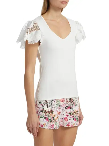 Generation Love Women's Kika Jersey Lace Sweetheart T-Shirt - White | Thumbnail 4 Generation Love Women's Kika Jersey Lace Sweetheart T-Shirt - White | Thumbnail 4