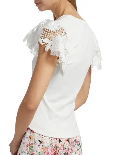 Generation Love Women's Kika Jersey Lace Sweetheart T-Shirt - White | Thumbnail 6 Generation Love Women's Kika Jersey Lace Sweetheart T-Shirt - White | Thumbnail 6