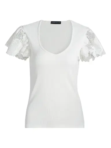 Generation Love Women's Kika Jersey Lace Sweetheart T-Shirt - White | Thumbnail 1 Generation Love Women's Kika Jersey Lace Sweetheart T-Shirt - White | Thumbnail 1