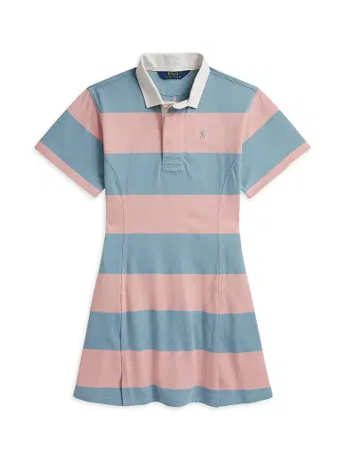 Polo Ralph Lauren Little Girl's & Girl's Striped Cotton Jersey Polo Minidress - Adirondack Rose - Size 16 | Thumbnail 1 Polo Ralph Lauren Little Girl's & Girl's Striped Cotton Jersey Polo Minidress - Adirondack Rose - Size 16 | Thumbnail 1