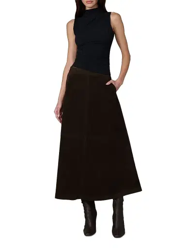 Joe's Jeans Women's The Tavi Vegan Suede Midi-Skirt - Dark Chocolate | Thumbnail 2 Joe's Jeans Women's The Tavi Vegan Suede Midi-Skirt - Dark Chocolate | Thumbnail 2